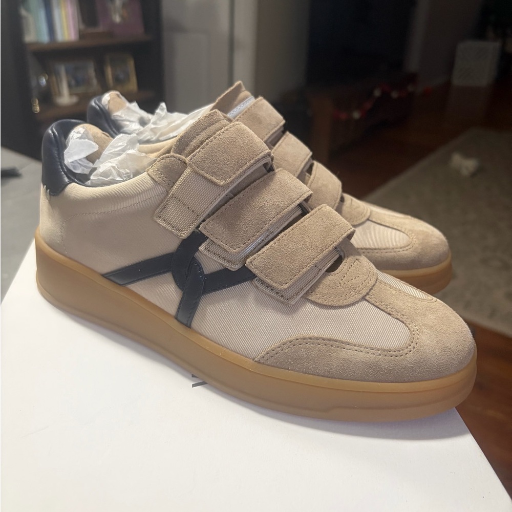 Veronica Beard Sand and Black Sneakers